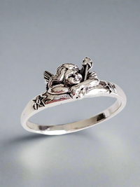 Sterling Silver Guardian Angel Ring (Size 9)