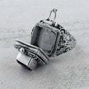 Celtic Goddess Smoky Quartz Ring with Hidden Chamber (size 5)