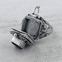 Celtic Goddess Smoky Quartz Ring with Hidden Chamber (size 5)