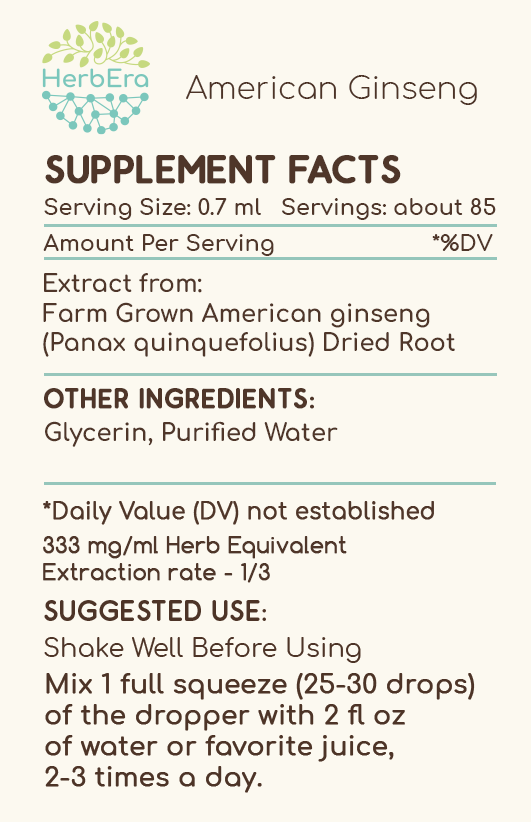 American Ginseng Tincture - Alcohol-free, 2 oz