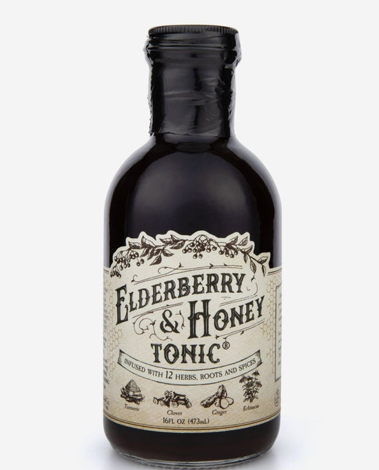 Elderberry & Honey Tonic - Made with 12 Herbs, Roots, & Spice Tonic (Organic, 16 oz)