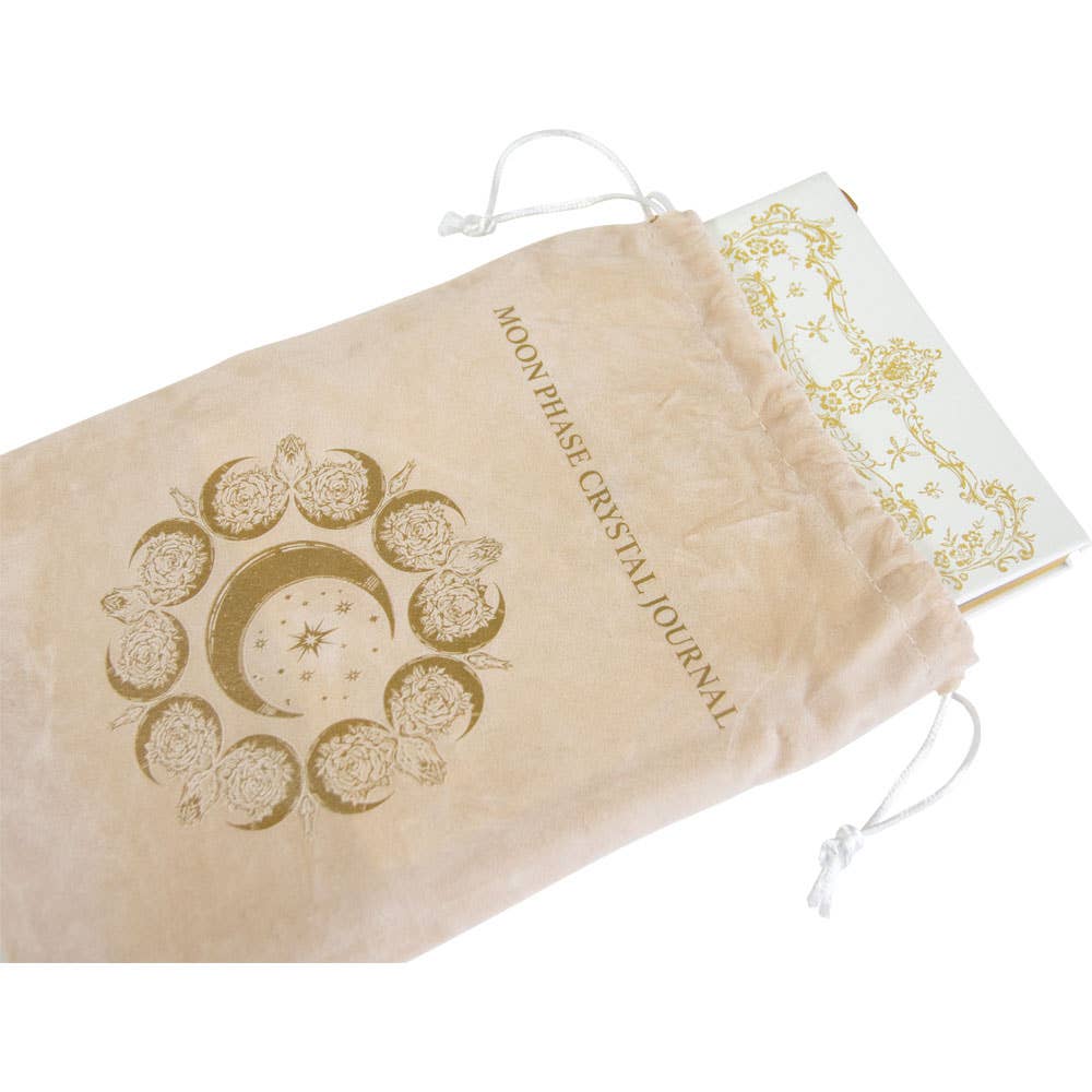 Journal with Beautiful Velvet Bag Featuring the Moon Phases