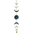 Hanging carved Glass & Metal Moon Phases Charm, 4 feet