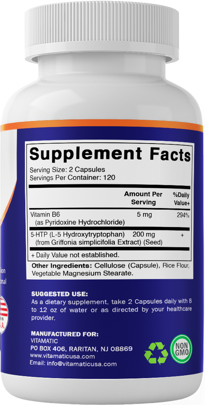 5-HTP - 200mg with B6 (240 Capsules)