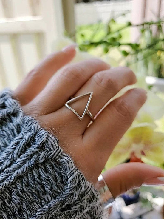 Pyramid Triangle Sterling Silver Ring