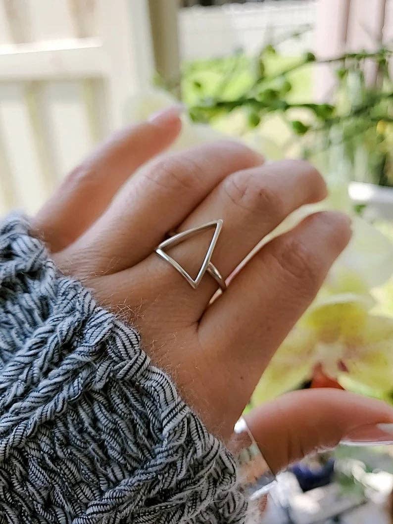 Pyramid Triangle Sterling Silver Ring