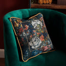 Green Velvet Rose Floral Throw Pillow