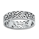 Silver Flower Filigree Band (Size 7)