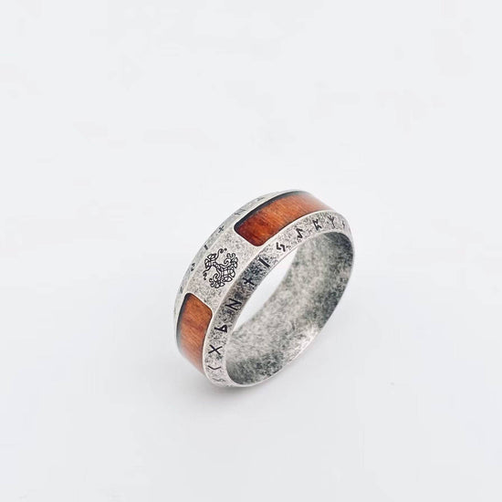 Titanium Steel & Wood Men's Ring (Size 13)