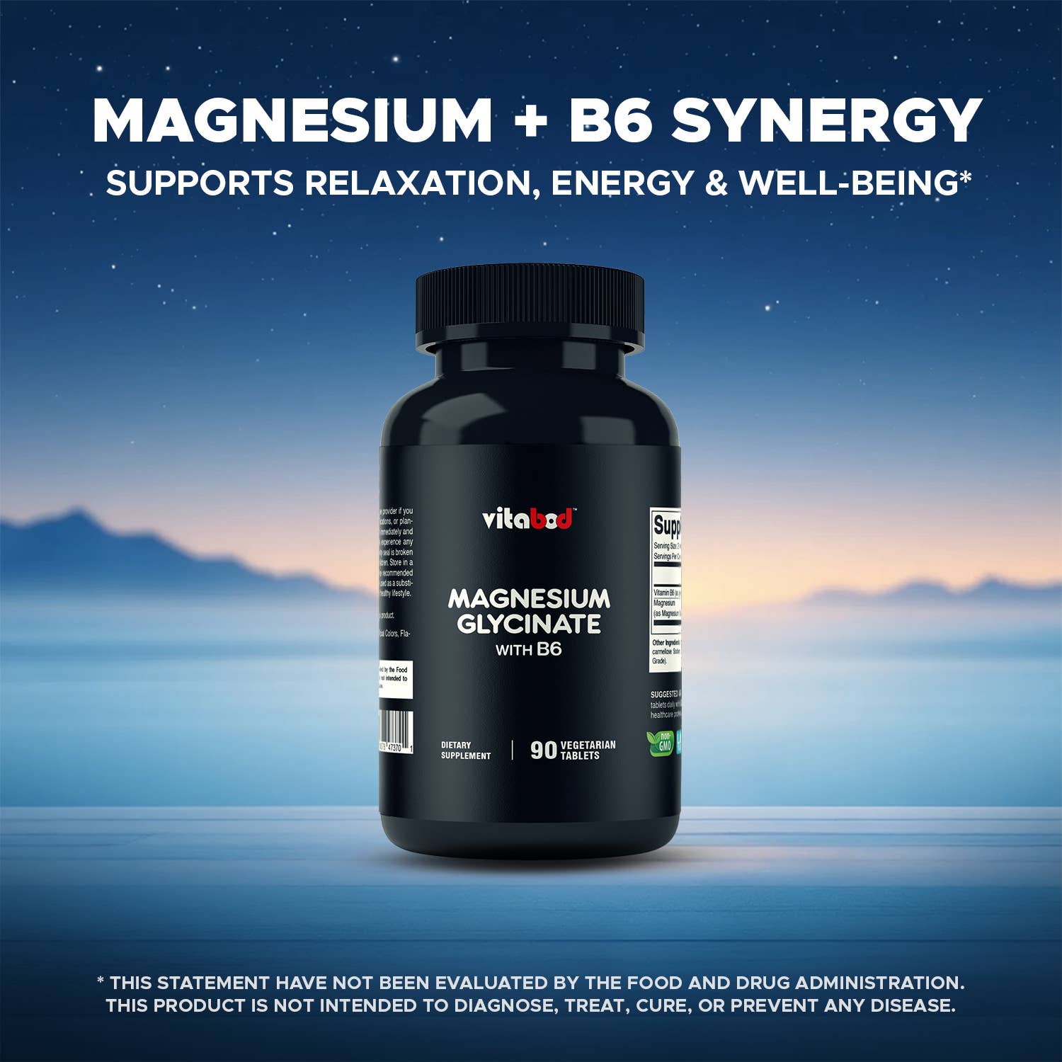 Magnesium Glycinate with B6 - 1000mg (90 Tablets)