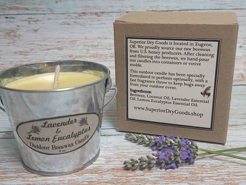 Lavender Mosquito Bucket Candle | Beeswax | Citronella