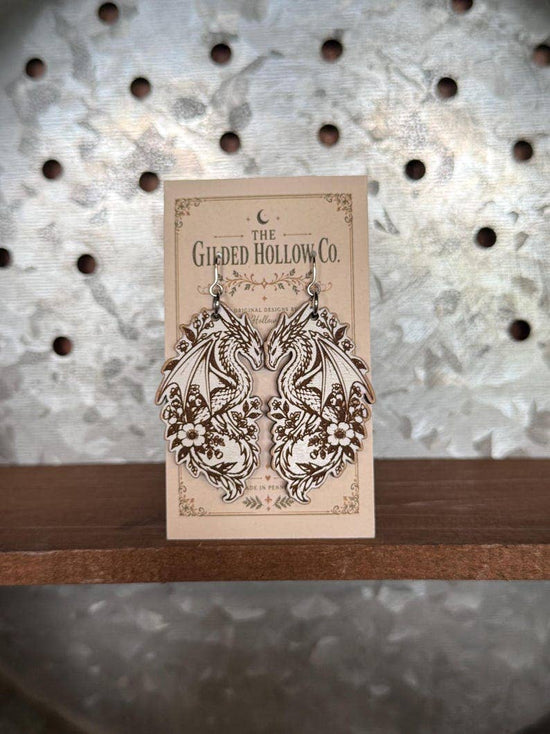 Botanical Fantasy Dragon Earrings