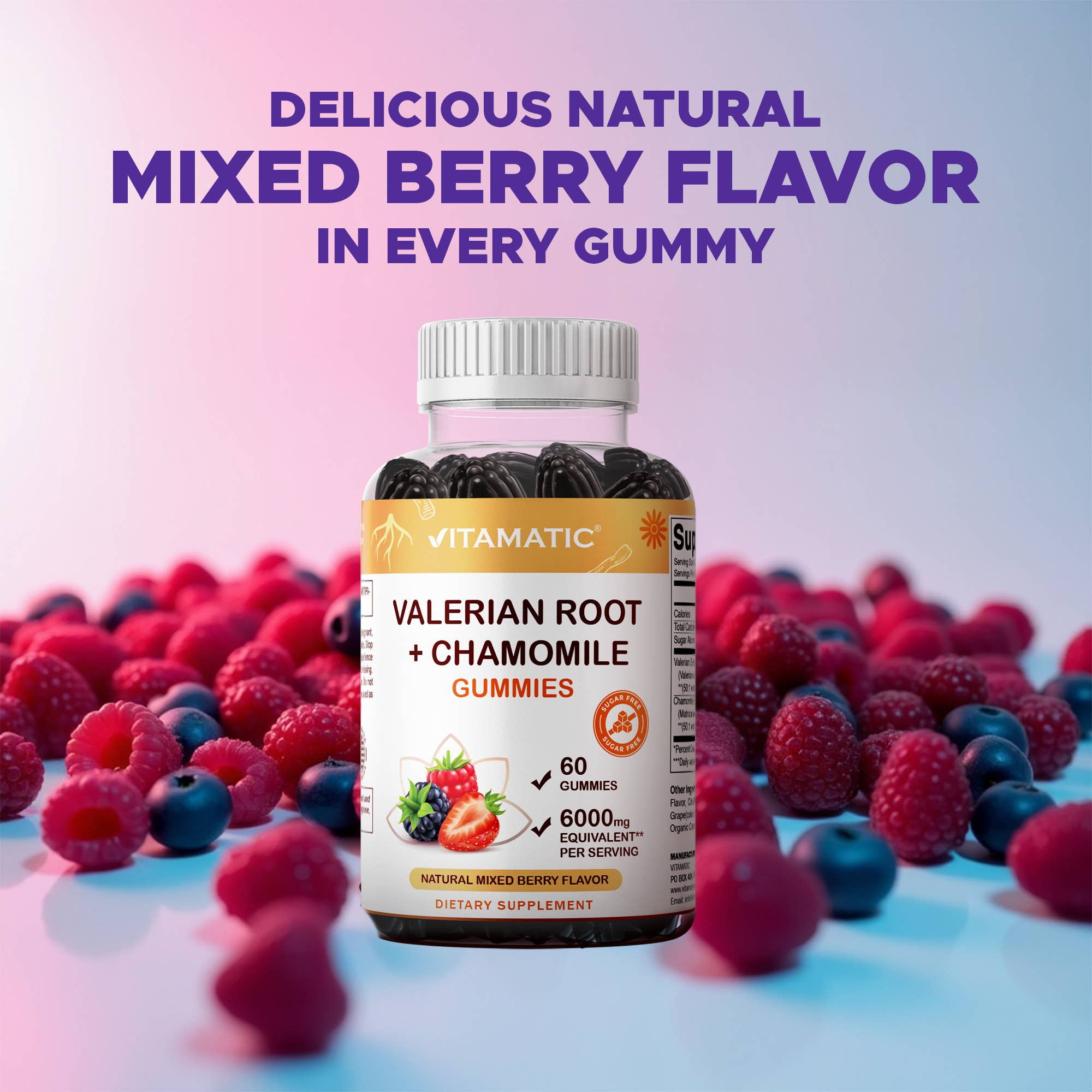 Valerian Root & Chamomile Gummies - 6000 MG Herbal Blend (60 gummies)
