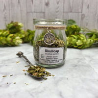 Dried Skullcap in Apothecary Herb Jar w/Tree of Life Charm
