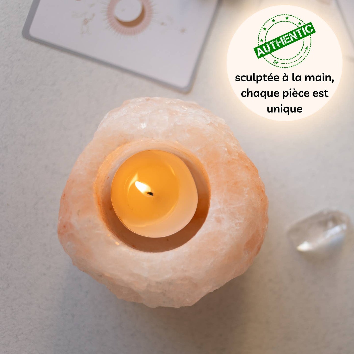 Himalaya Rock Salt Crystal - Tea Light Candle Holder