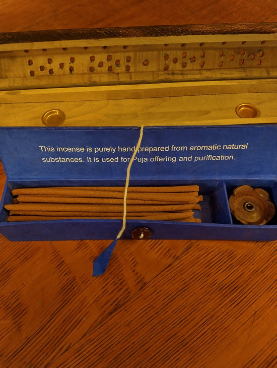 Box of Handmade Incense w/burner from Nepal - Sapphire Himalayan Happiness