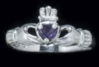 Irish Commitment Ring (Claddagh) - Garnet & Sterling Silver