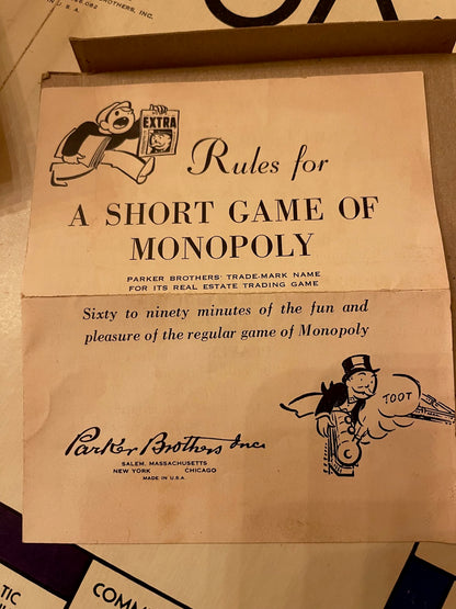 Vintage 1951 Monopoly Game