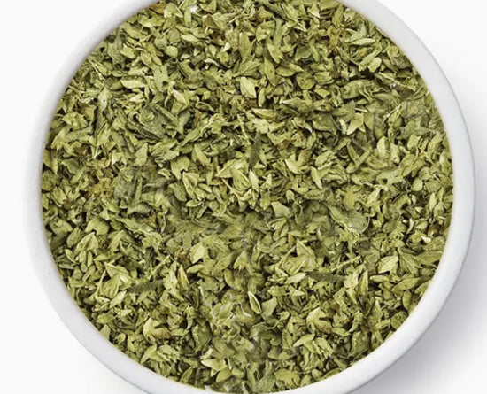 Organic Oregano Leaf in a small glass jar