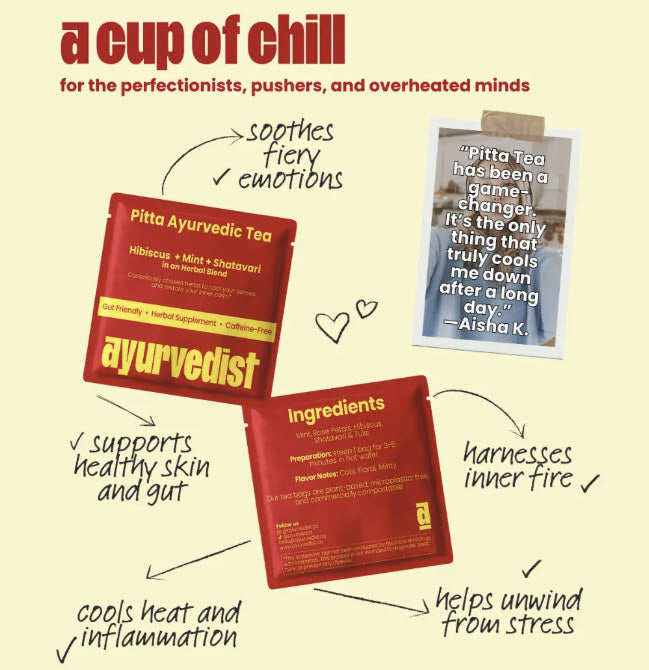 Organic Pitta Ayurvedic Tea: Hibiscus, Mint, Shatavari