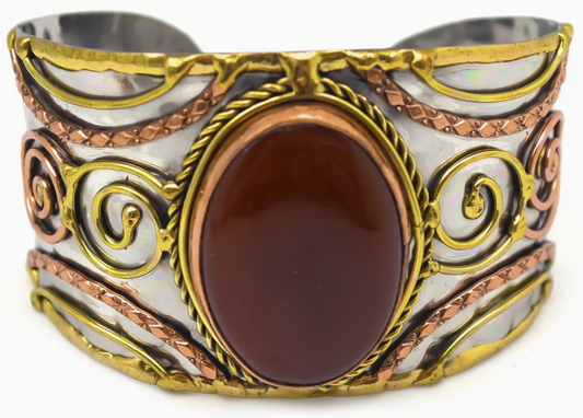 Red Onyx Stone Wisdom & Passion, West Direction, Metal Bracelet