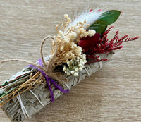 White Sage Sticks Adorned with Dried Flowers