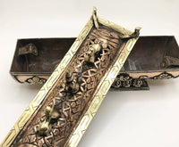 Copper & Brass Tibetan Incense Burner with Deer and Eight Auspicious Symbols