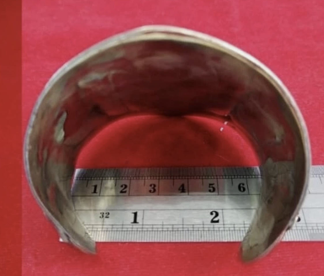 Warrior Goddess Carved Cuff Bangle w/Carnelian Gemstone