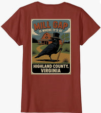 Women's Red t-shirt- Back - Mill Gap, Highland County, Virginia