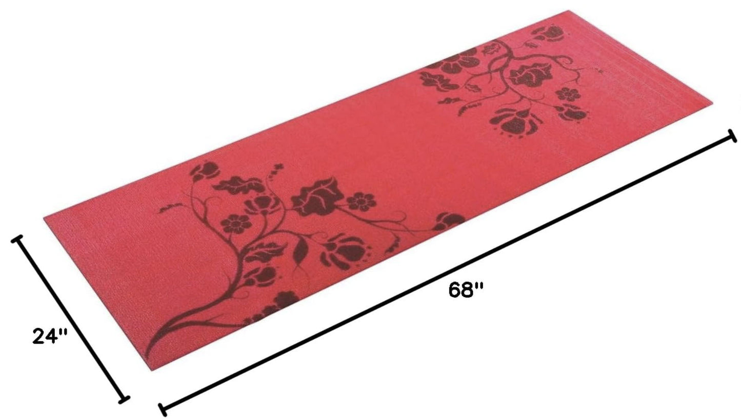 Red Floral Fire Yoga Mat