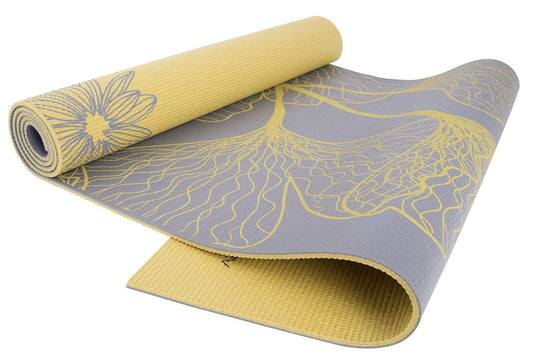 Reversible Dahlia Yoga Mat w/Carry Strap (5mm) - A little sunshine!